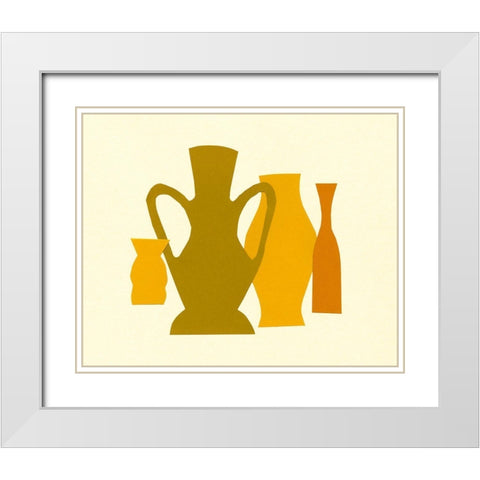 Posing Pottery I White Modern Wood Framed Art Print with Double Matting by Sizemore, Natalie