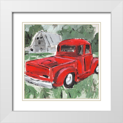 Big Red Truck I White Modern Wood Framed Art Print with Double Matting by Warren, Annie