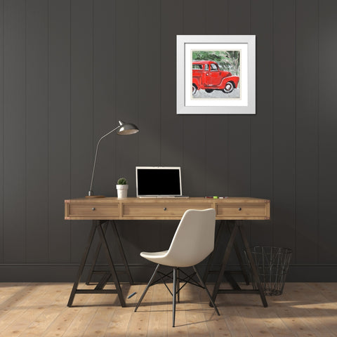 Big Red Truck II White Modern Wood Framed Art Print with Double Matting by Warren, Annie