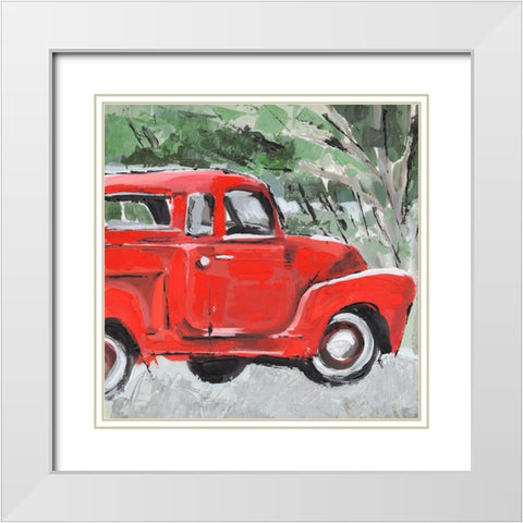 Big Red Truck II White Modern Wood Framed Art Print with Double Matting by Warren, Annie