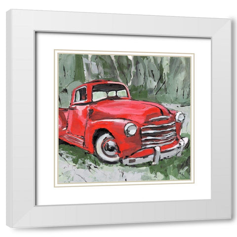 Big Red Truck III White Modern Wood Framed Art Print with Double Matting by Warren, Annie