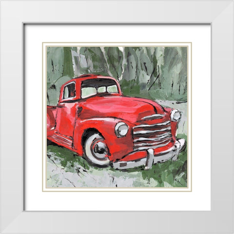 Big Red Truck III White Modern Wood Framed Art Print with Double Matting by Warren, Annie