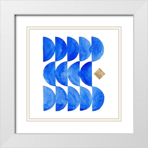 Sapphire Halves I White Modern Wood Framed Art Print with Double Matting by Green, Jacob