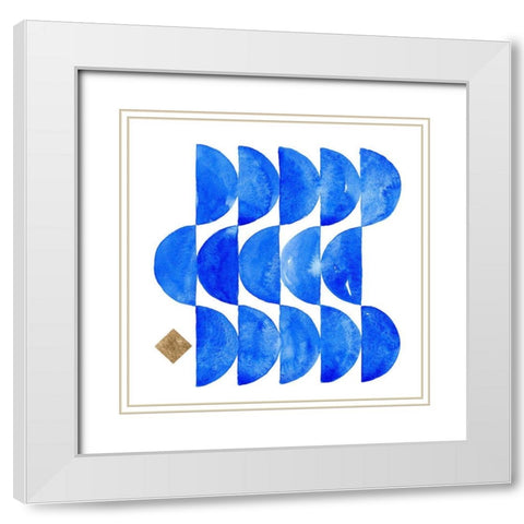 Sapphire Halves II White Modern Wood Framed Art Print with Double Matting by Green, Jacob