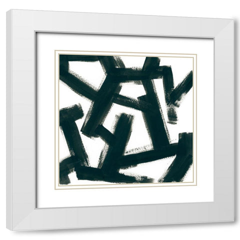 Bold Brushstrokes I White Modern Wood Framed Art Print with Double Matting by Vess, June Erica