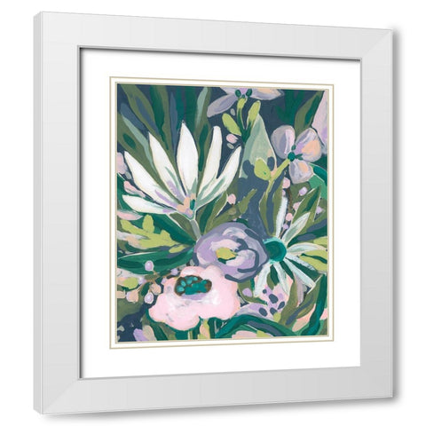 Purple Jungle Garden I White Modern Wood Framed Art Print with Double Matting by Vess, June Erica