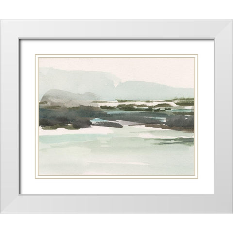 Turquoise Marsh I White Modern Wood Framed Art Print with Double Matting by Harper, Ethan