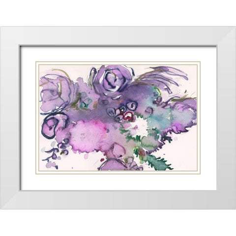 Lavender Floral Splendor II White Modern Wood Framed Art Print with Double Matting by Dixon, Samuel