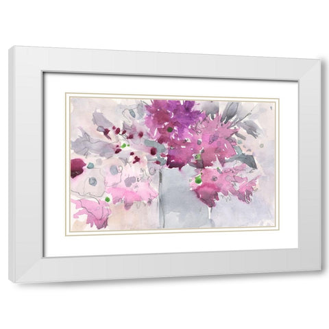 Floral Setting I White Modern Wood Framed Art Print with Double Matting by Dixon, Samuel