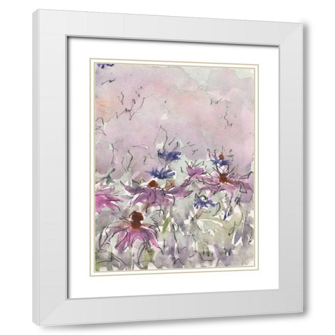 Floral Entertainment I White Modern Wood Framed Art Print with Double Matting by Dixon, Samuel