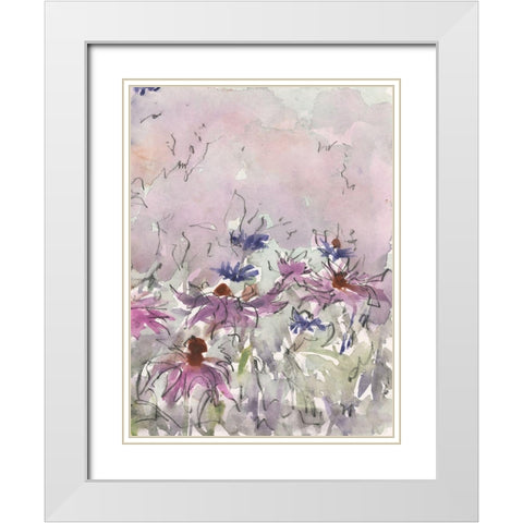 Floral Entertainment I White Modern Wood Framed Art Print with Double Matting by Dixon, Samuel