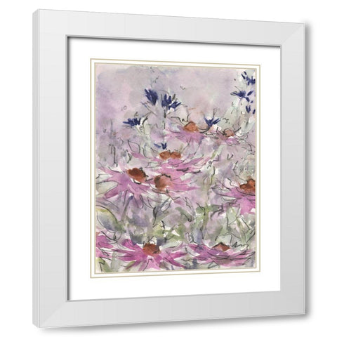 Floral Entertainment II White Modern Wood Framed Art Print with Double Matting by Dixon, Samuel