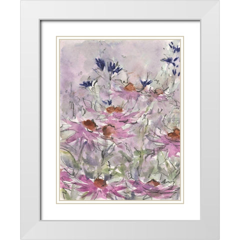 Floral Entertainment II White Modern Wood Framed Art Print with Double Matting by Dixon, Samuel