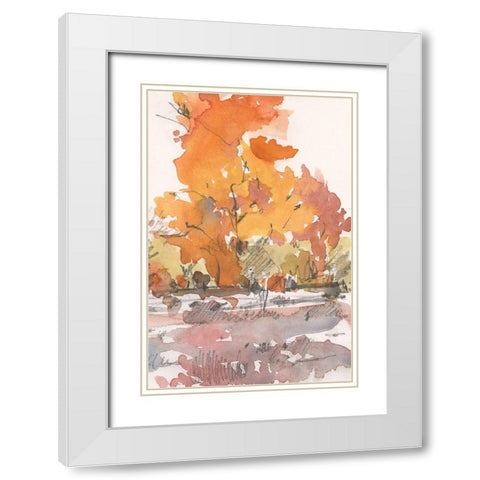 Watercolor Treeline Sketch II White Modern Wood Framed Art Print with Double Matting by Dixon, Samuel