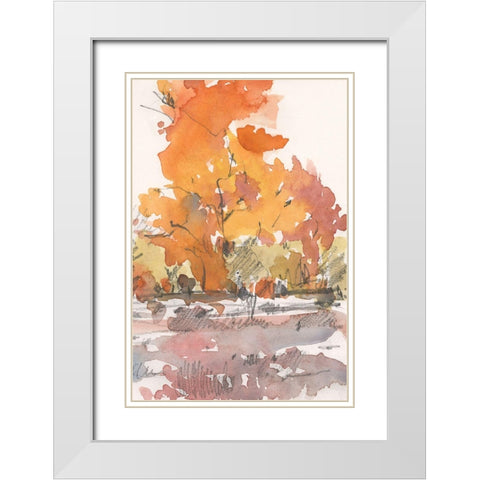 Watercolor Treeline Sketch II White Modern Wood Framed Art Print with Double Matting by Dixon, Samuel