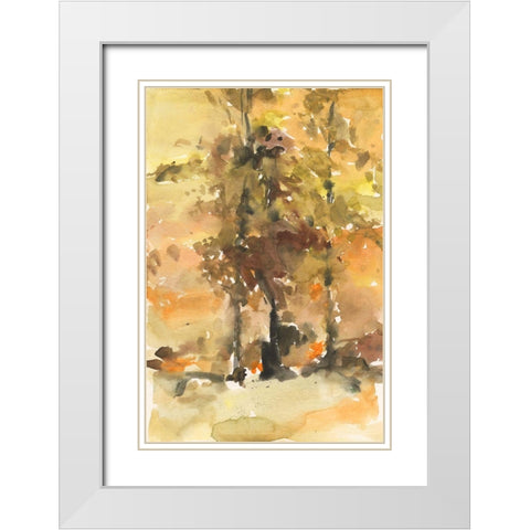 Fall Foliage Watercolor I White Modern Wood Framed Art Print with Double Matting by Dixon, Samuel