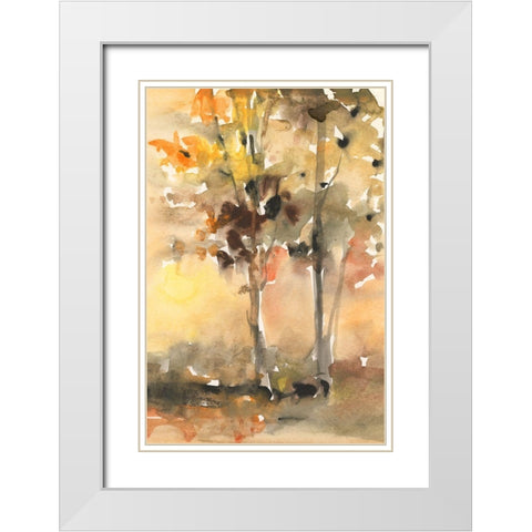 Fall Foliage Watercolor II White Modern Wood Framed Art Print with Double Matting by Dixon, Samuel