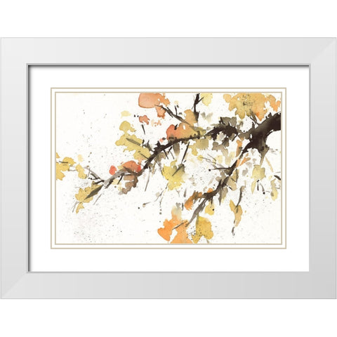 Watercolor Tree Branch II White Modern Wood Framed Art Print with Double Matting by Dixon, Samuel