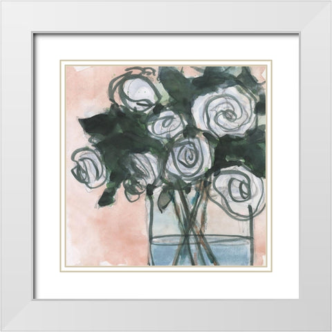 Floral Bunch I White Modern Wood Framed Art Print with Double Matting by Dixon, Samuel
