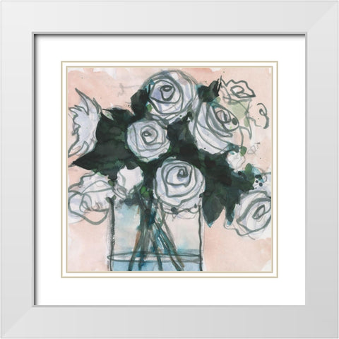 Floral Bunch II White Modern Wood Framed Art Print with Double Matting by Dixon, Samuel