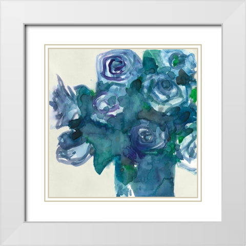 Turquoise Bunch I White Modern Wood Framed Art Print with Double Matting by Dixon, Samuel