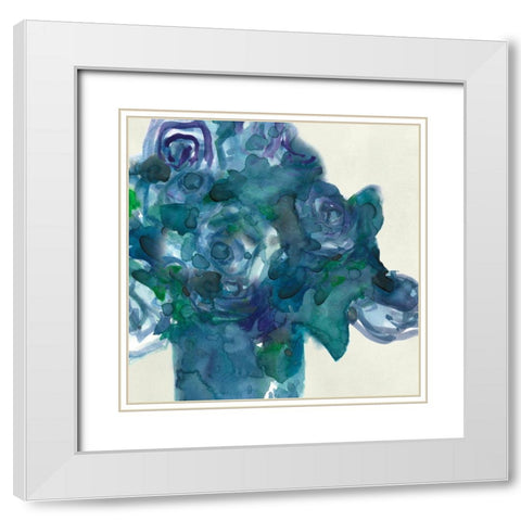 Turquoise Bunch II White Modern Wood Framed Art Print with Double Matting by Dixon, Samuel