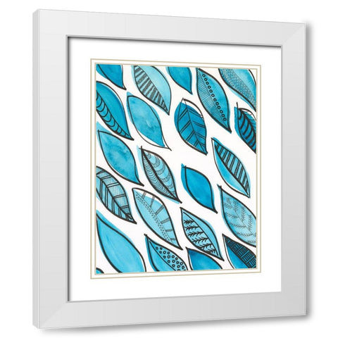Patterned Leaf Shapes I White Modern Wood Framed Art Print with Double Matting by Moore, Regina