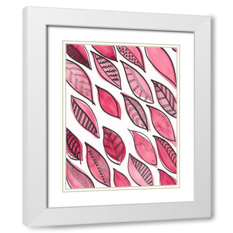 Patterned Leaf Shapes III White Modern Wood Framed Art Print with Double Matting by Moore, Regina