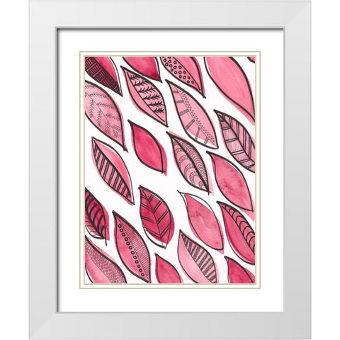 Patterned Leaf Shapes III White Modern Wood Framed Art Print with Double Matting by Moore, Regina