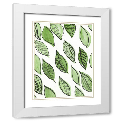 Patterned Leaf Shapes IV White Modern Wood Framed Art Print with Double Matting by Moore, Regina