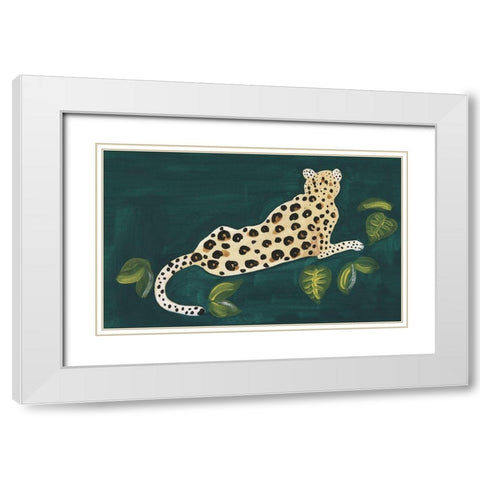 Lethargic Leopard I White Modern Wood Framed Art Print with Double Matting by Longley, Alicia