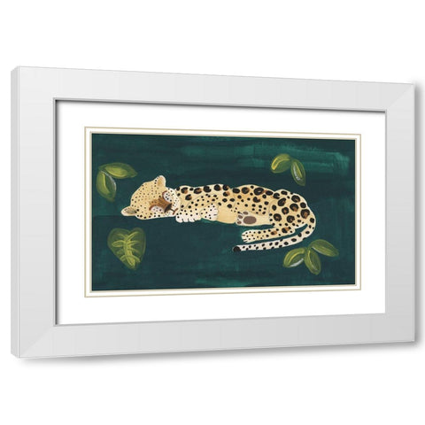 Lethargic Leopard II White Modern Wood Framed Art Print with Double Matting by Longley, Alicia