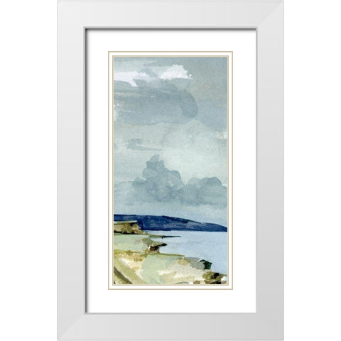 Coastal Blues Watercolor III White Modern Wood Framed Art Print with Double Matting by Caroline, Emma
