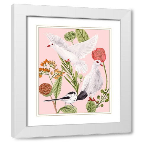 Birds in Motion I White Modern Wood Framed Art Print with Double Matting by Wang, Melissa