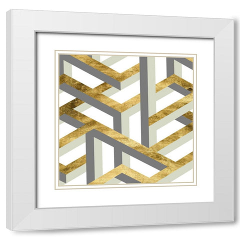 Geometric Landscape I White Modern Wood Framed Art Print with Double Matting by Wang, Melissa