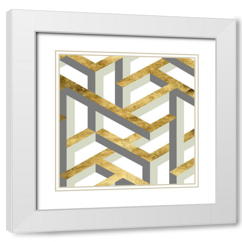 Geometric Landscape III White Modern Wood Framed Art Print with Double Matting by Wang, Melissa