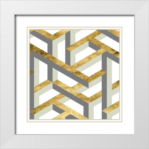 Geometric Landscape III White Modern Wood Framed Art Print with Double Matting by Wang, Melissa