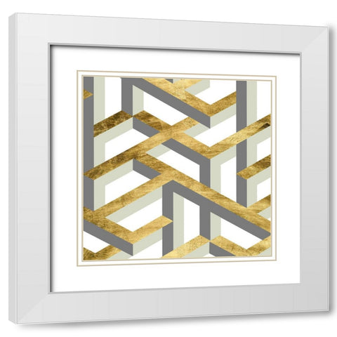 Geometric Landscape IV White Modern Wood Framed Art Print with Double Matting by Wang, Melissa