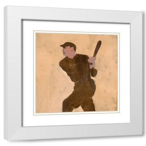 Baseballer II White Modern Wood Framed Art Print with Double Matting by Green, Jacob