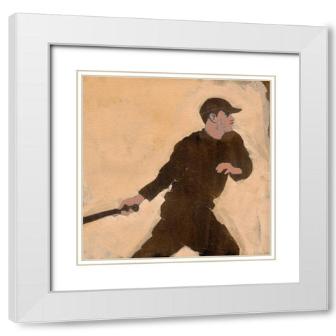 Baseballer III White Modern Wood Framed Art Print with Double Matting by Green, Jacob