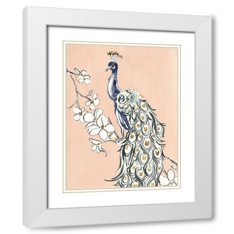 Peacock in Gold IV White Modern Wood Framed Art Print with Double Matting by Warren, Annie