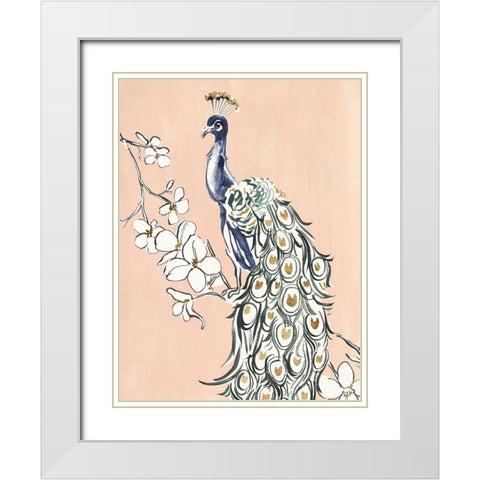 Peacock in Gold IV White Modern Wood Framed Art Print with Double Matting by Warren, Annie