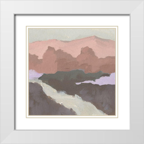 Blush Foothills II White Modern Wood Framed Art Print with Double Matting by Green, Jacob