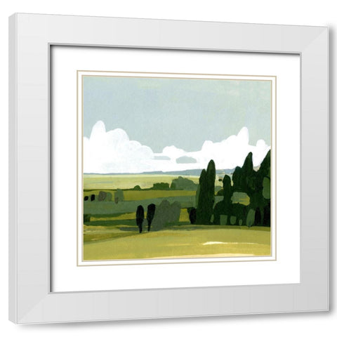 Verdant Summer II White Modern Wood Framed Art Print with Double Matting by Caroline, Emma