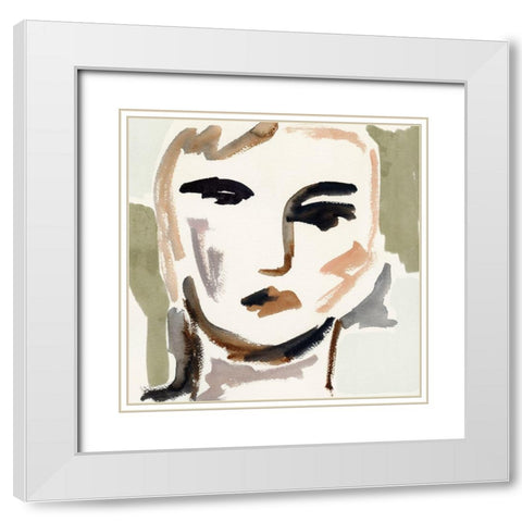 Face Fragments I White Modern Wood Framed Art Print with Double Matting by Barnes, Victoria