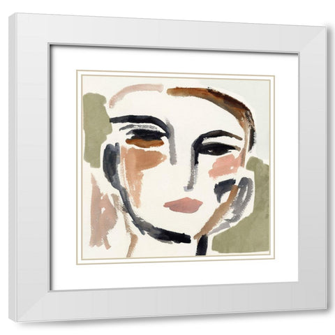 Face Fragments III White Modern Wood Framed Art Print with Double Matting by Barnes, Victoria