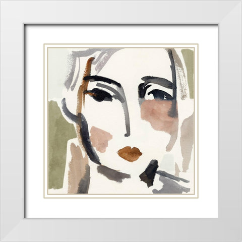 Face Fragments IV White Modern Wood Framed Art Print with Double Matting by Barnes, Victoria