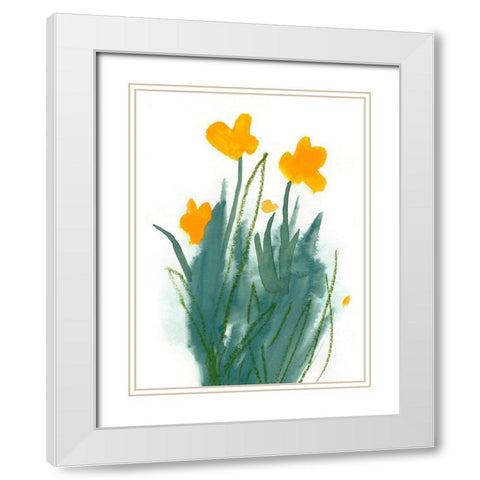 Daffodil Bunch I White Modern Wood Framed Art Print with Double Matting by Green, Jacob