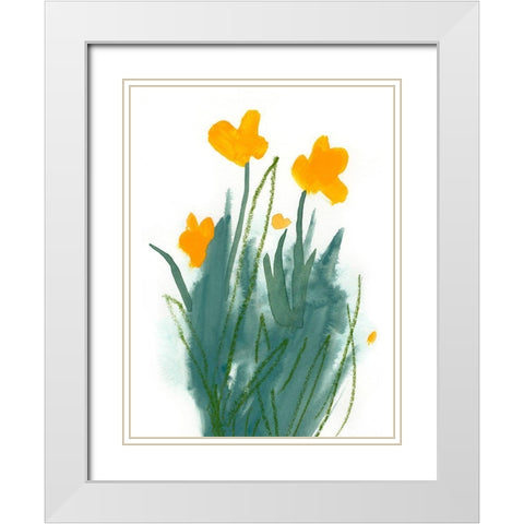 Daffodil Bunch I White Modern Wood Framed Art Print with Double Matting by Green, Jacob