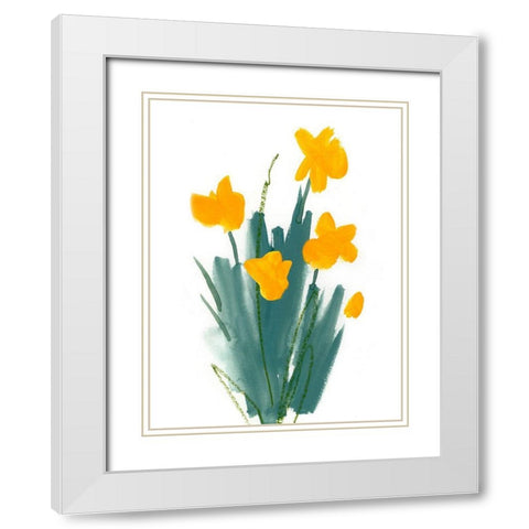 Daffodil Bunch II White Modern Wood Framed Art Print with Double Matting by Green, Jacob